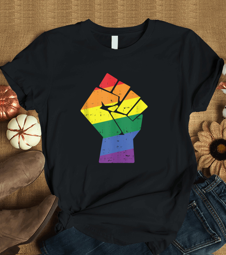 Rainbow Fist Gay Pride Equality Rights Protest LGBT T-Shirt