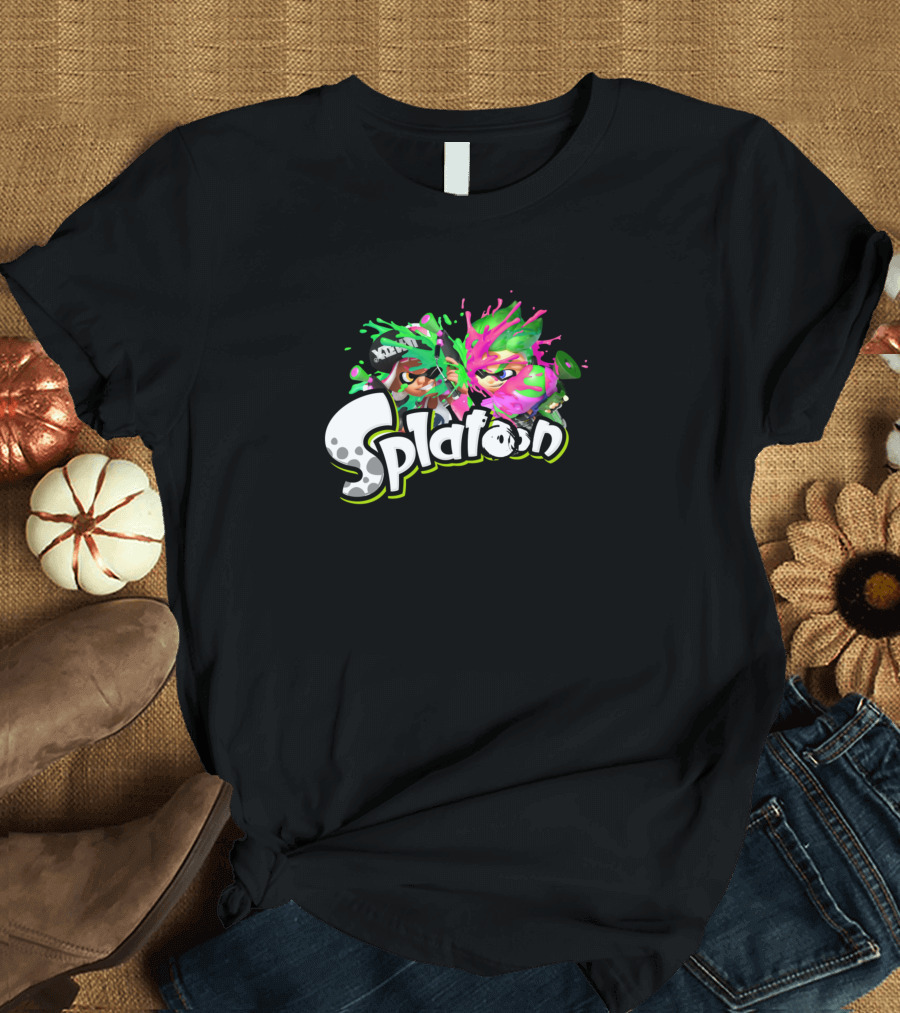 Splatoon Splat Anime Character Duo with Color Splash T-Shirt
