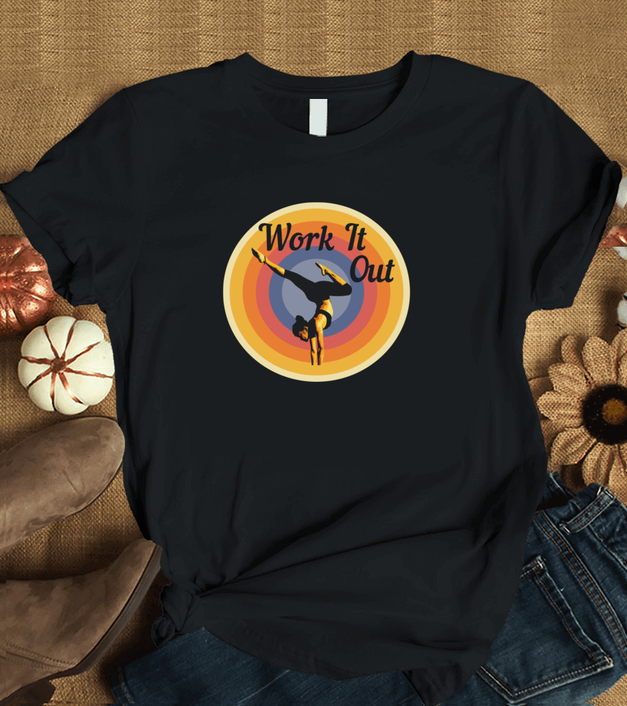 Work It Out Handstand Retro Circle Gradient T-Shirt