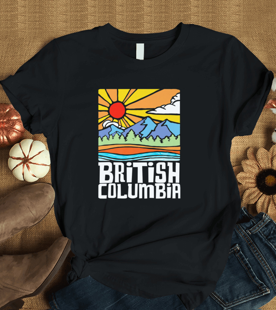 British Columbia Canada Artistic Nature Mountains Sun and Trees T-Shirt
