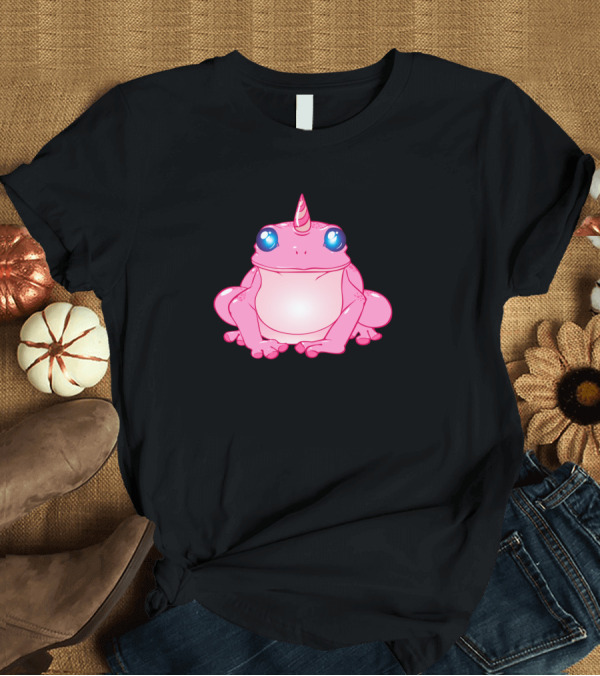 T-Shirt: Cartoon Frog Pink Unicorn Magic Frog T-Shirt Cartoon Frog Pink Unicorn Magic Frog T-Shirt