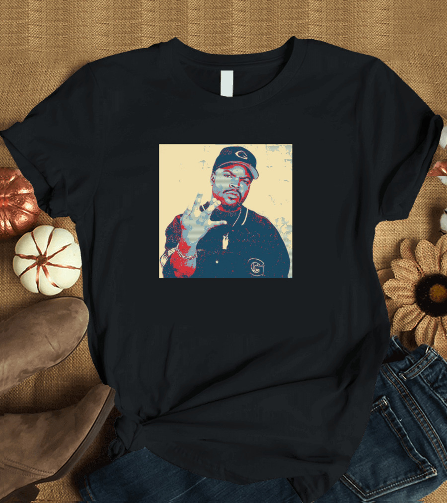 Ice Cube Pop Art Style Image with Cap and Jacket T-Shirt