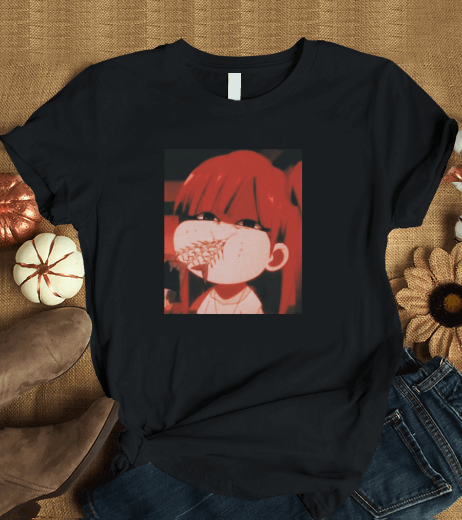 Morgiana Red Aesthetic Anime Character Eating Expression T-Shirt