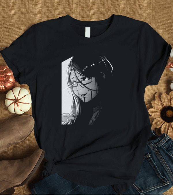 T-Shirt: Rize Kamishiro Tokyo Ghoul Grayscale Character T-Shirt Rize Kamishiro Tokyo Ghoul Grayscale Character T-Shirt