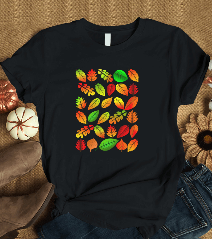 Autumn Fall Vibrant Leaf Arrangement T-Shirt