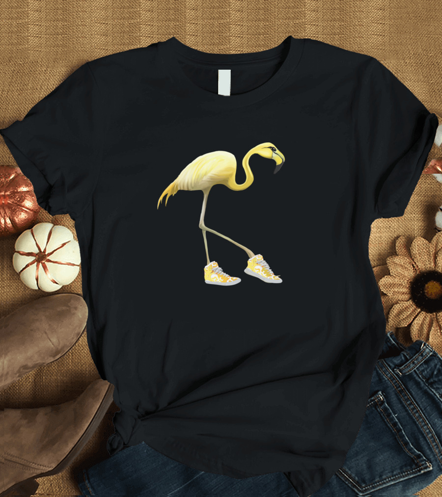 Banana Flamingo Wearing Yellow Sneakers T-Shirt