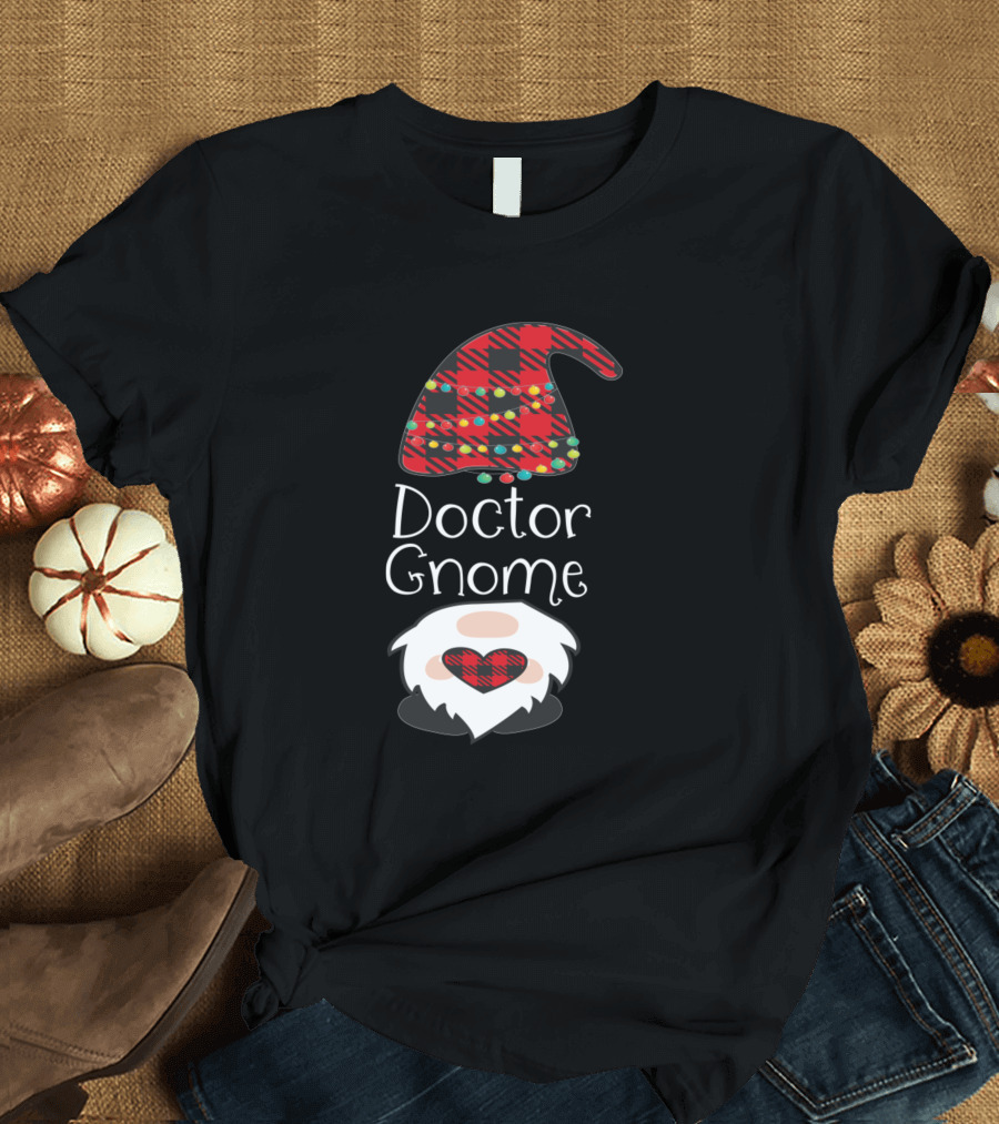 Doctor Gnome Red Plaid Buffalo Christmas Hat T-Shirt