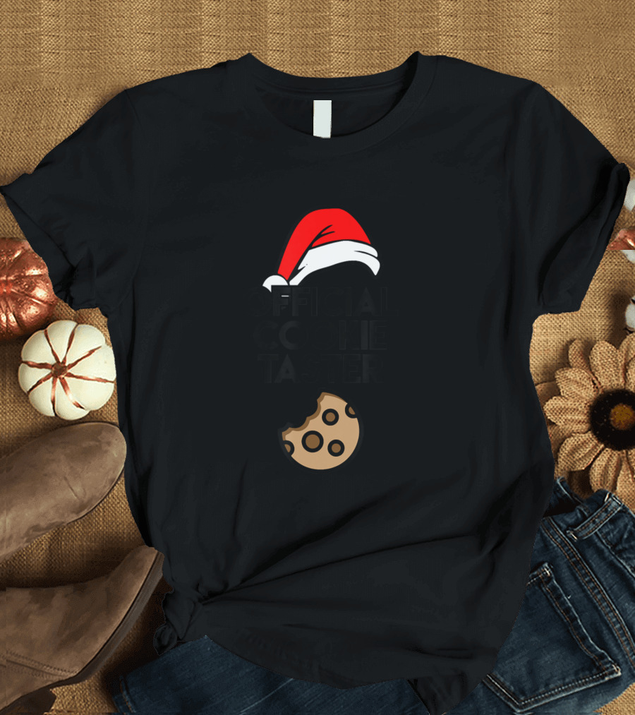 Funny Santa Official Cookie Taster with Santa Hat and Cookie Bite T-Shirt