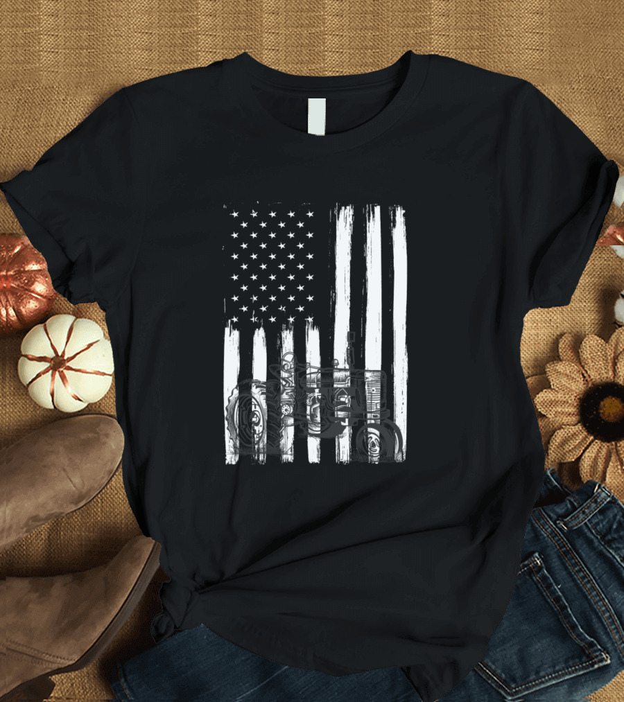 American Flag Tractor Patriotic US Farming T-Shirt