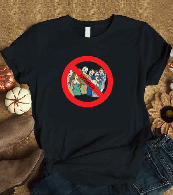 T-Shirt: FORBIDDEN No Selfies Allowed Iconic Group Crossing Red Circle T-Shirt FORBIDDEN No Selfies Allowed Iconic Group Crossing Red Circle T-Shirt