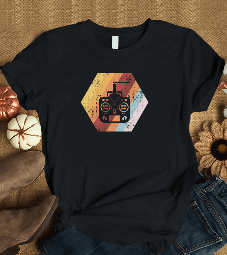 Vintage Remote Control Rc Car Retro Style Controller Hexagon T-Shirt