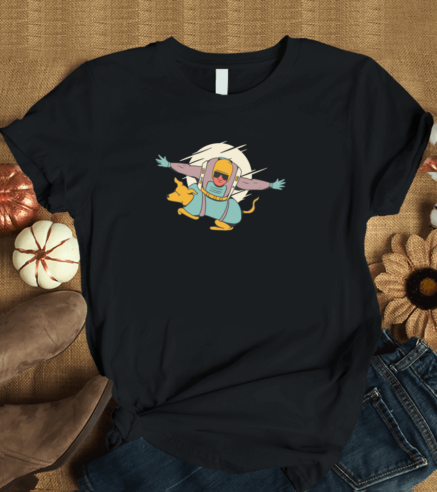 Skydiving Adventure with Dog and Human in Flight Gear T-Shirt