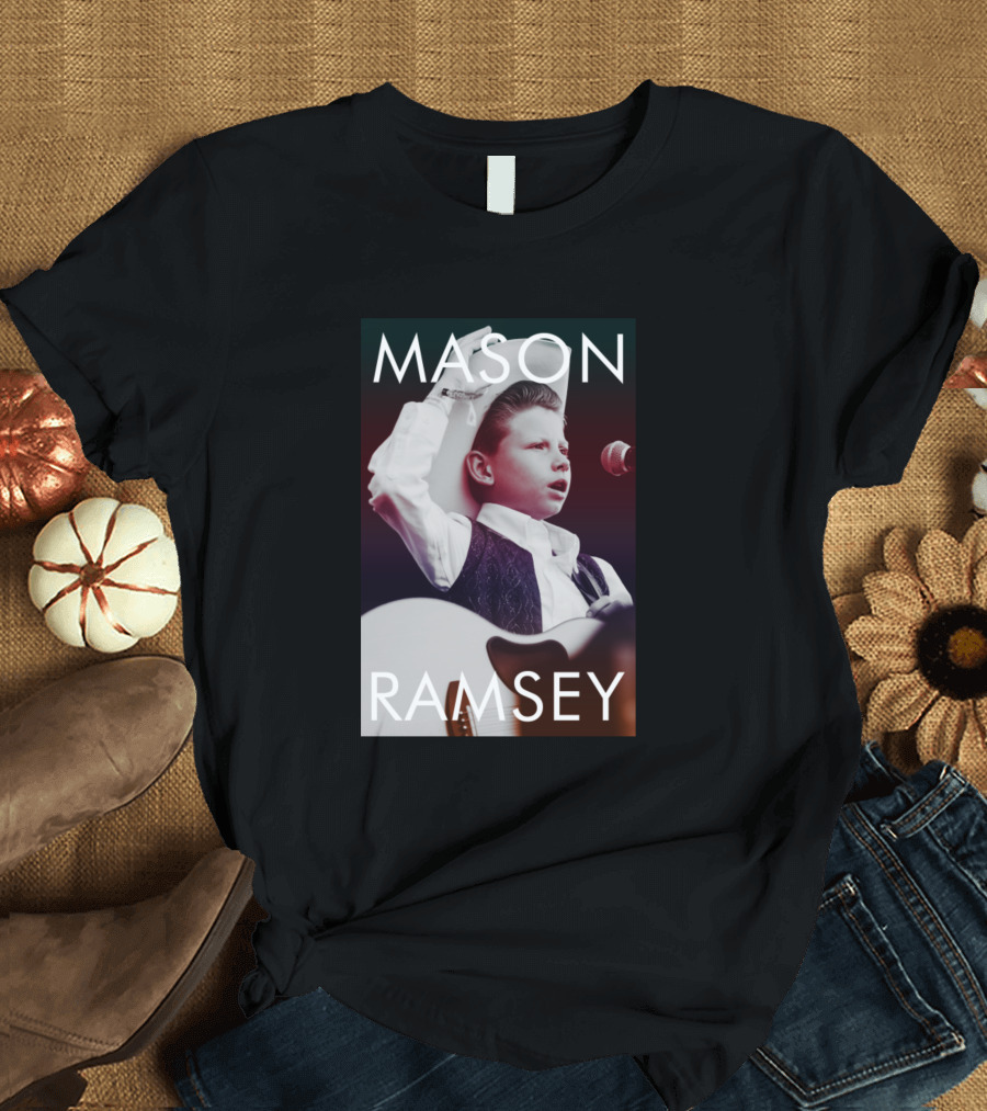 Mason Ramsey Child Singer with Cowboy Hat and Microphone T-Shirt
