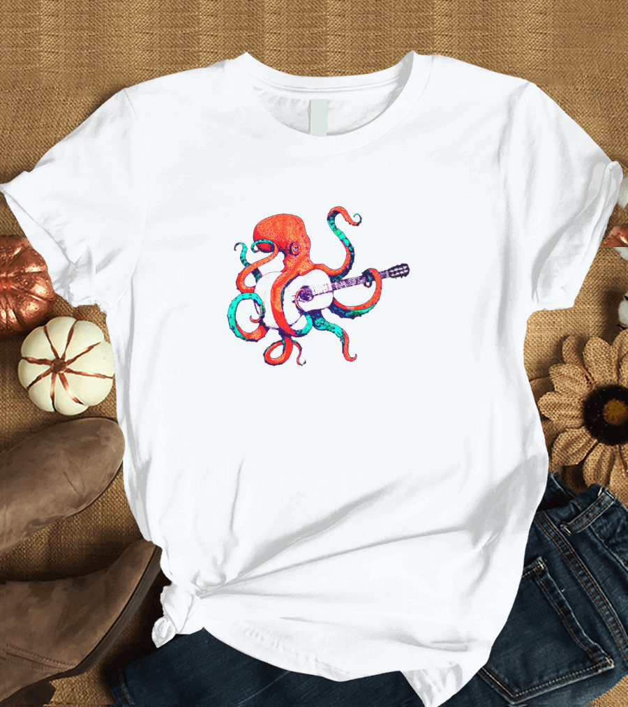 Octopus Playing Guitar Under Sea Ocean T-Shirt