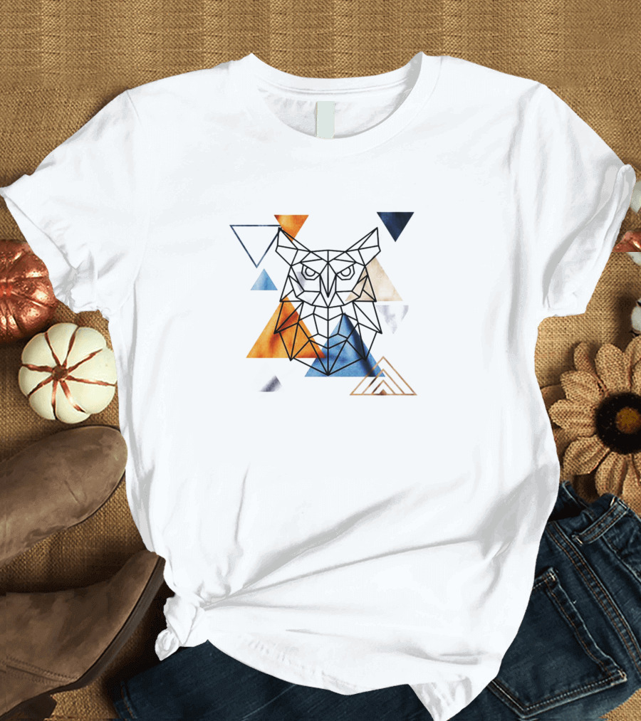 Owl Geometric Triangles T-Shirt