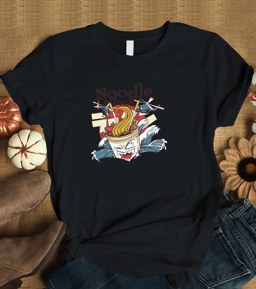 Noodle Attack Monster Ramen Horror Movie Cup of Terror T-Shirt