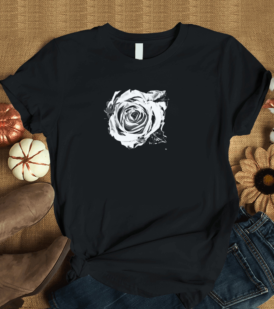 Wei E Rose Zum Einsteigerpreis Langarm Weißer Vintage Rosenprint Langärmeliges T-Shirt