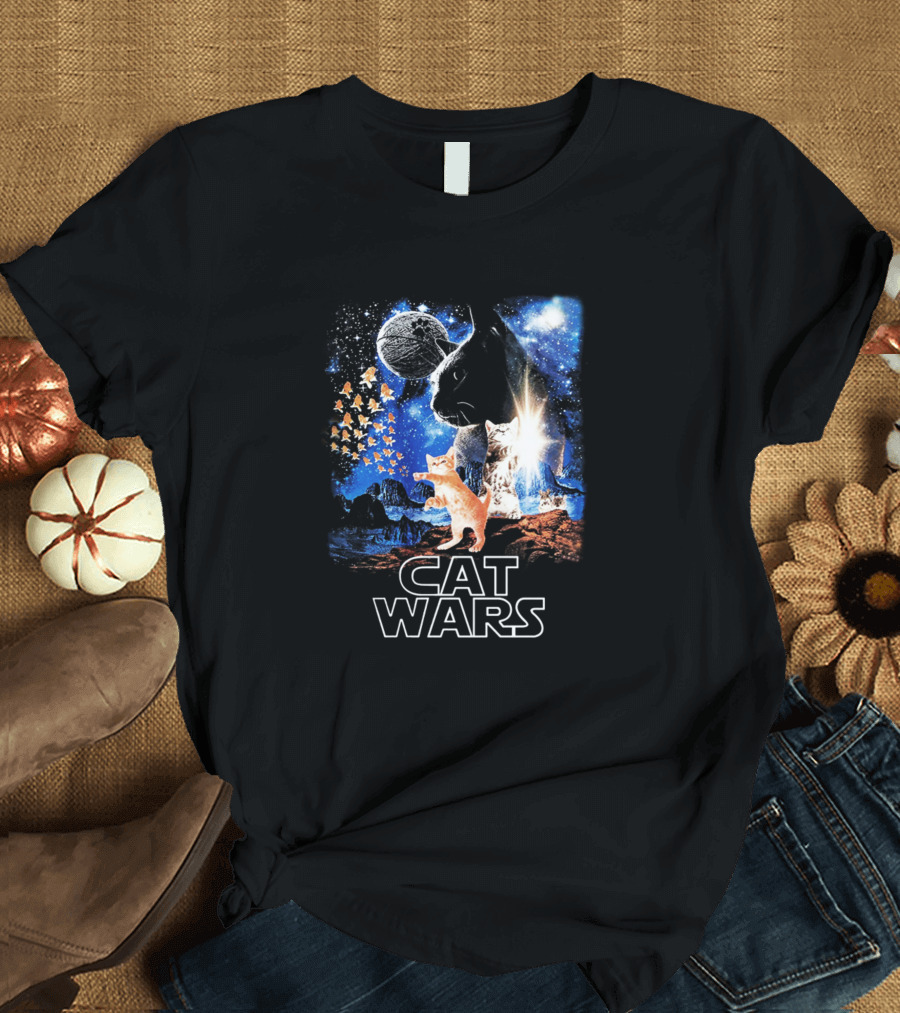 Cat Wars Galactic Adventure Feline Battle in Space T-Shirt