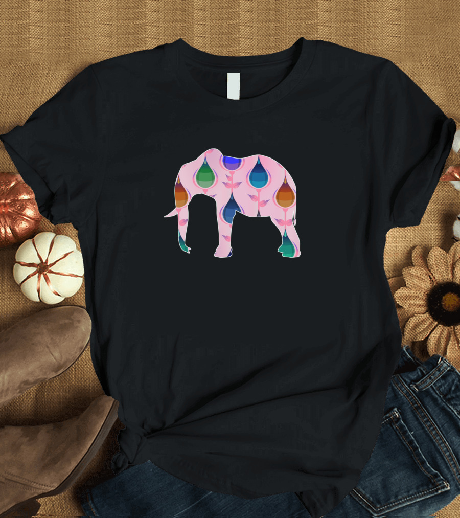 Elephant Colorful Pattern Zoo T-Shirt
