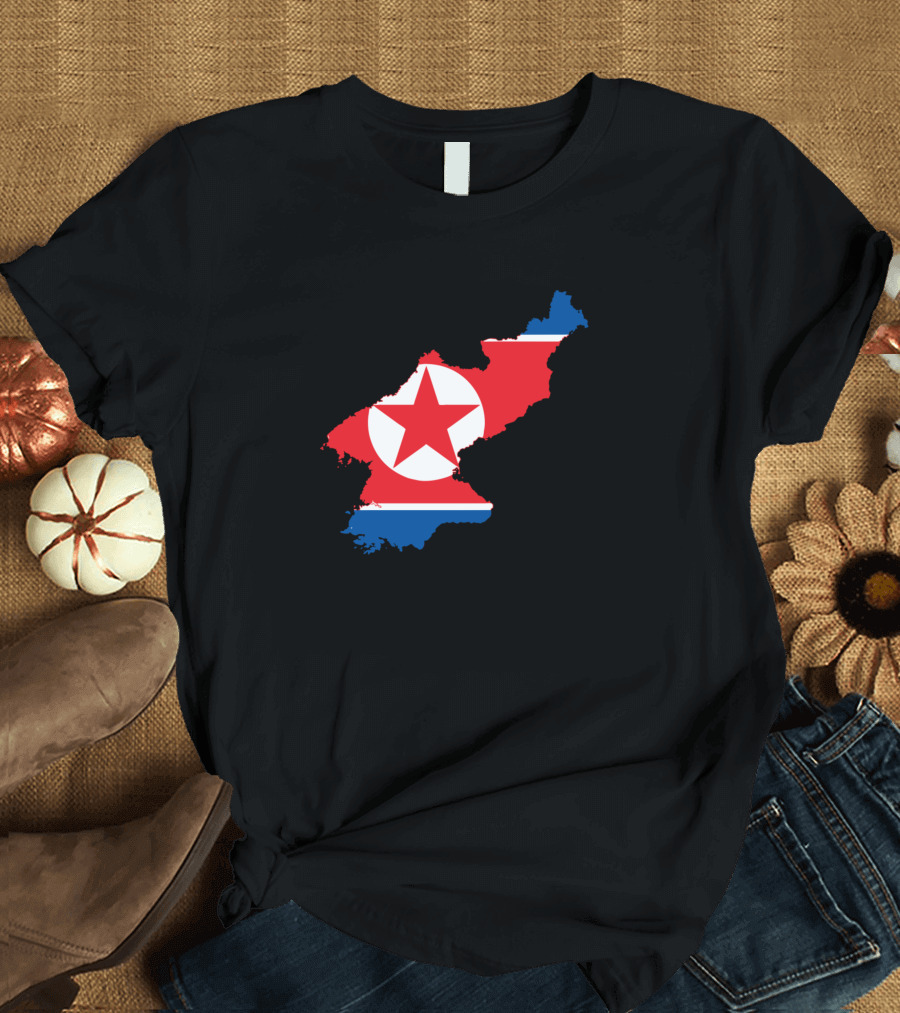 Kimyongil North Korea Flag Map T-Shirt