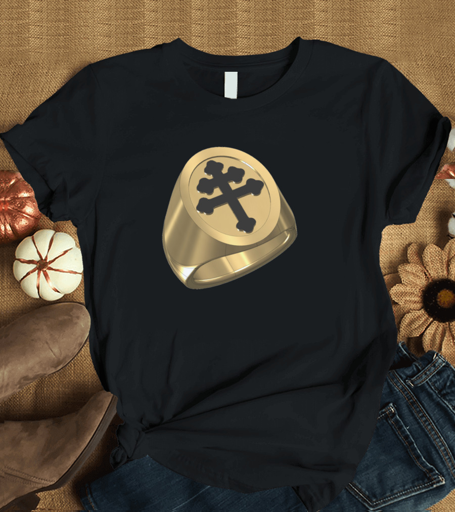 Strait Hearts Baby Gold Cross Ring T-Shirt