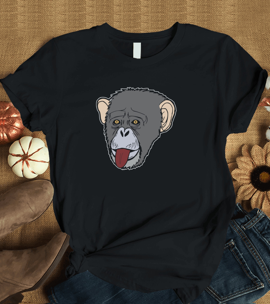 Chimpanzee Funny Monkey Face with Tongue Out Zookeeper T-Shirt