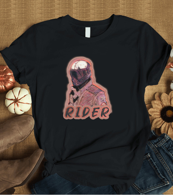 T-Shirt: Rider Lone Biker Helmet Jacket T-Shirt Rider Lone Biker Helmet Jacket T-Shirt