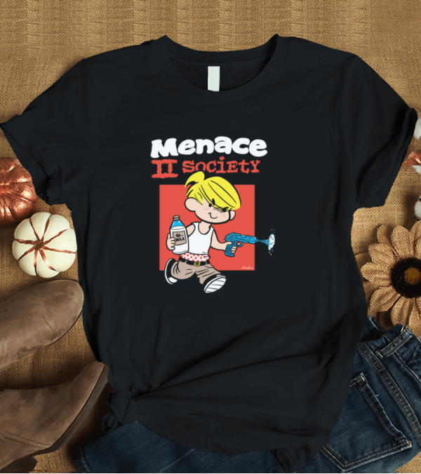 T-Shirt: Menace 2 Society Cartoon Character Holding Milk and Water Gun T-Shirt Menace 2 Society Cartoon Character Holding Milk and Water Gun T-Shirt