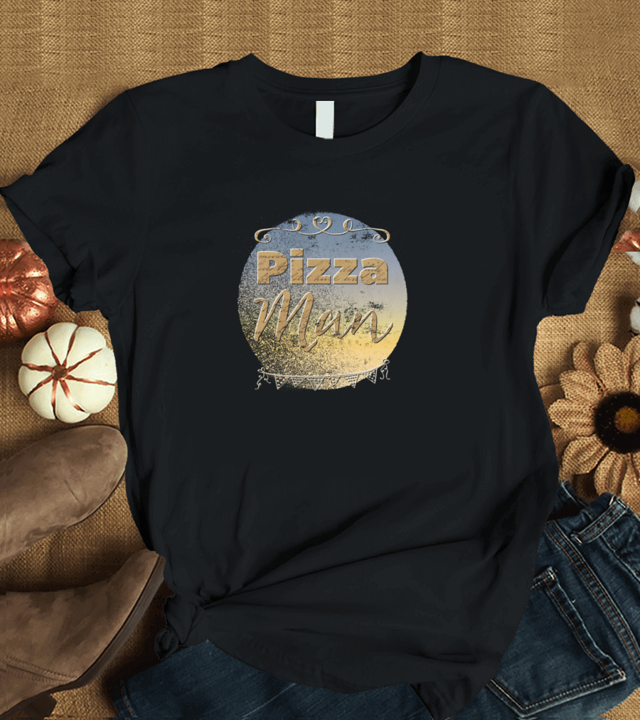 Pizza Man Retro Vintage Style Circle T-Shirt