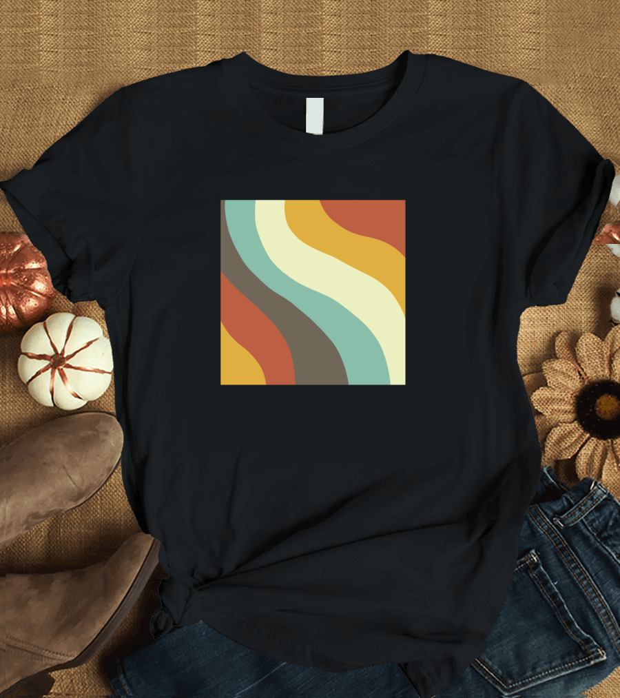Retro Waves Vibrant Colorful Abstract 70s T-Shirt