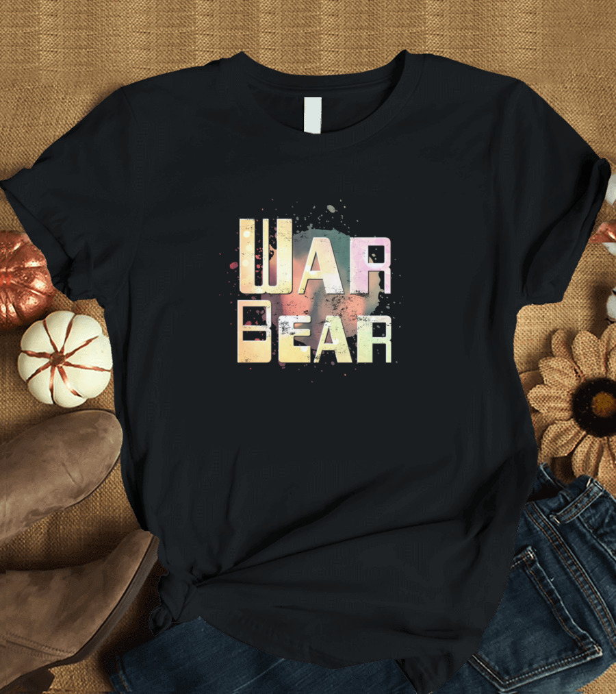 War Bear Retro Distressed Typography T-Shirt