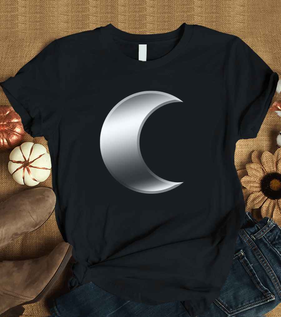Crescent Moon Symbol Silver T-Shirt