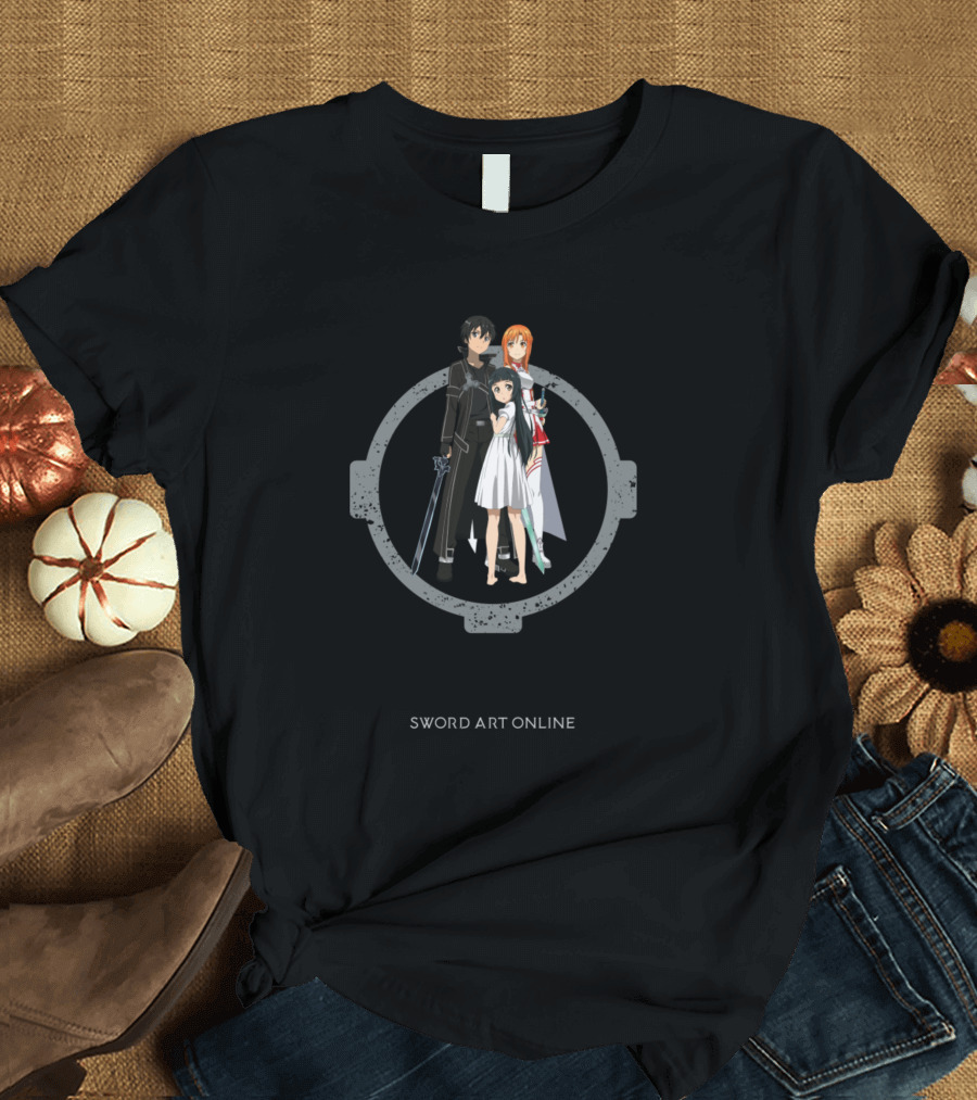 Sword Art Online Iconic Character Trio Circle Badge T-Shirt