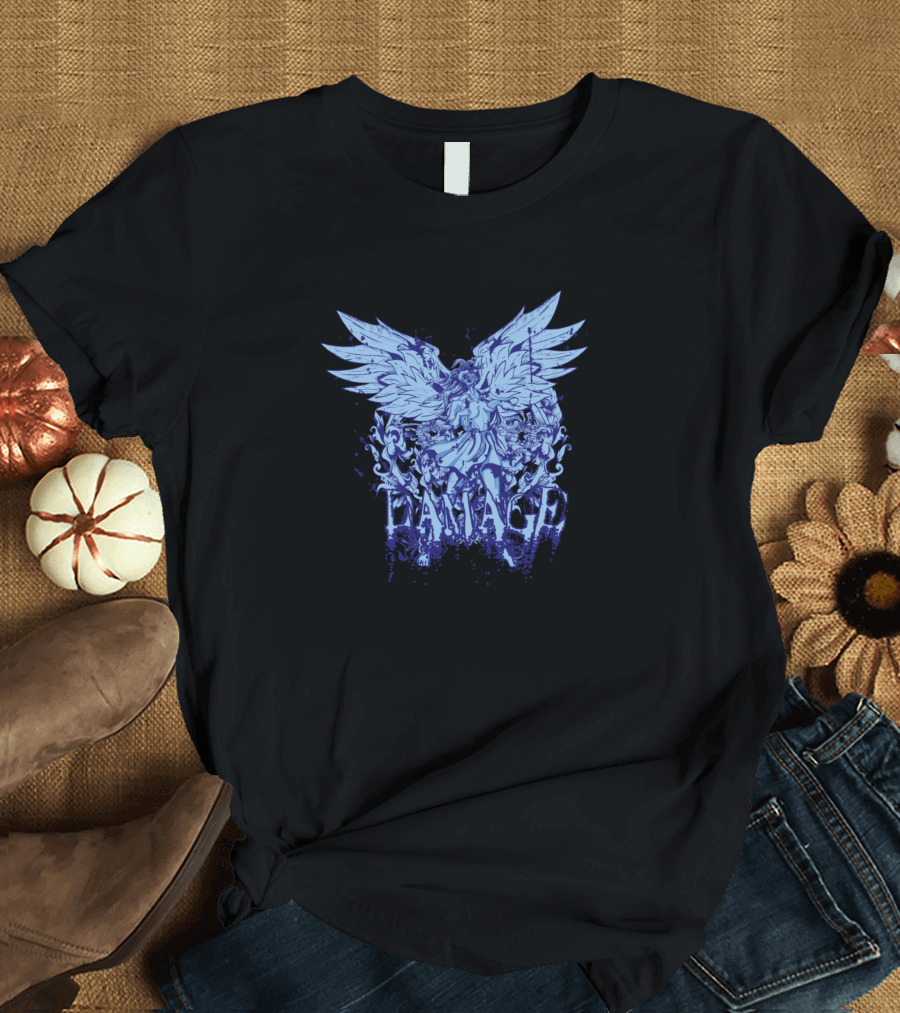 T2 Angel Damage Wings Blue T-Shirt
