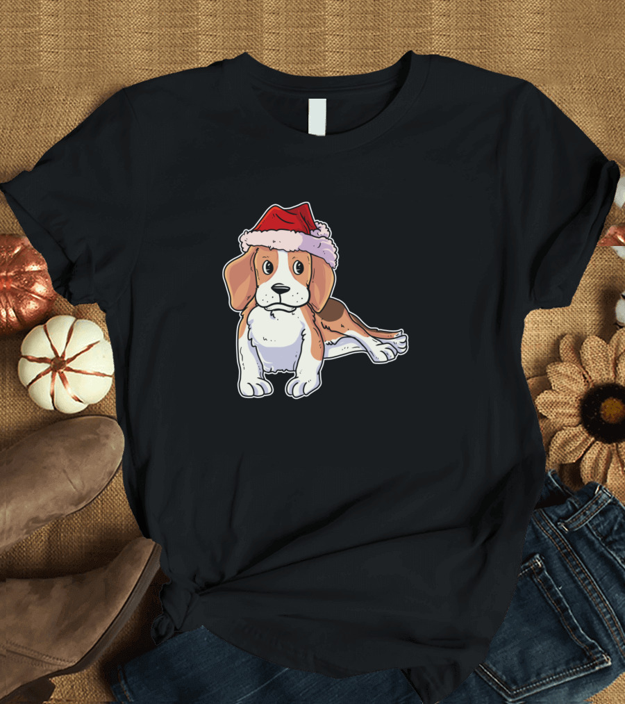 Christmas Beagle Santa Hat Holiday Puppy T-Shirt