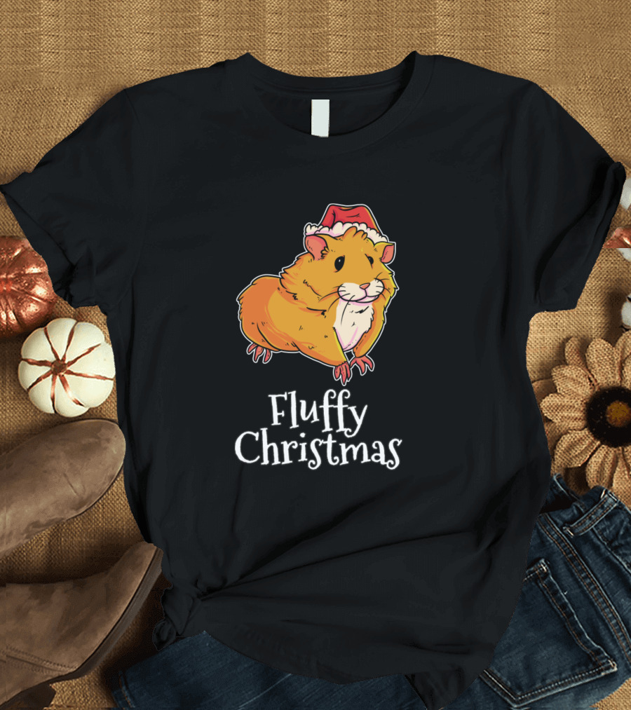 Fluffy Christmas Hamster Merry Christmas Hat T-Shirt
