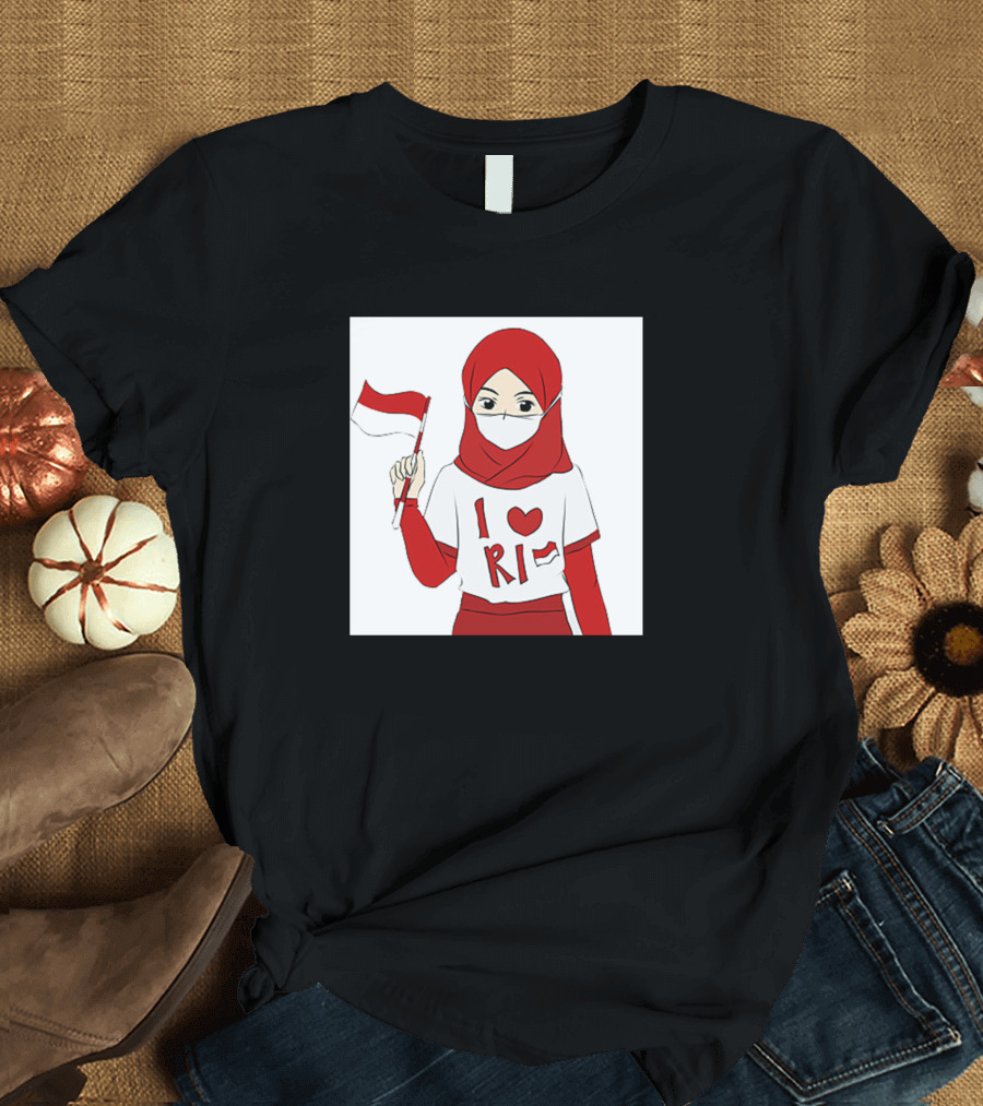 I Love RI Hari Kemerdekaan Indonesia Flag T-Shirt