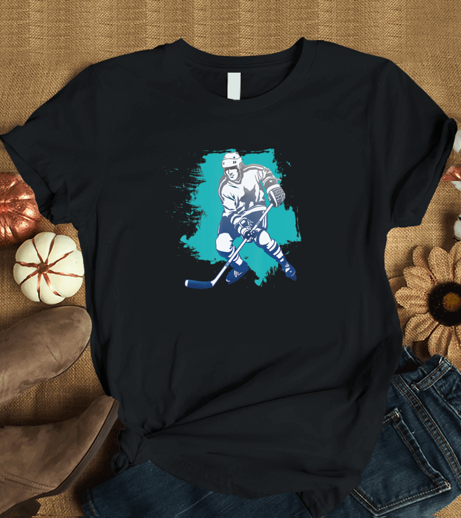 Hockey Play On Ice Best Player With Stick And Mask Image T-Shirt