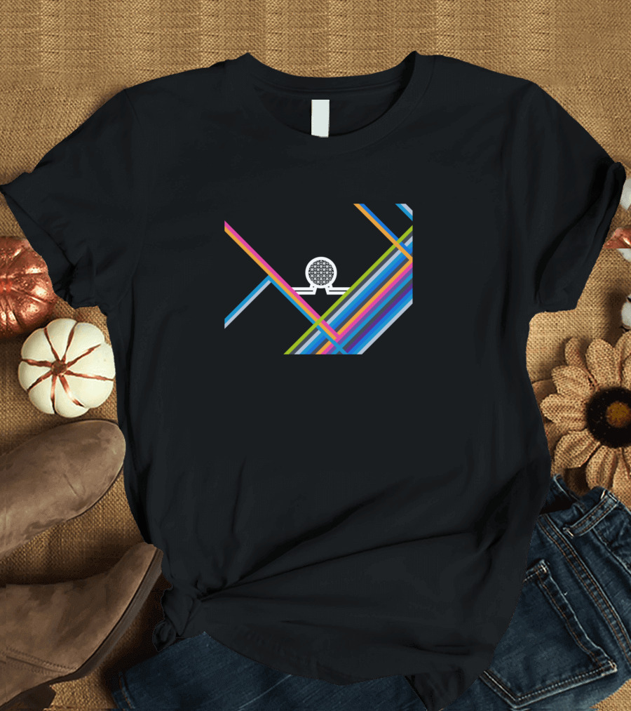 Spaceship Earth Icon Multicolor Geometric Lines T-Shirt