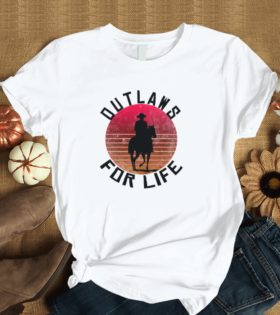 Outlaws For Life Cowboy Sunset T-Shirt