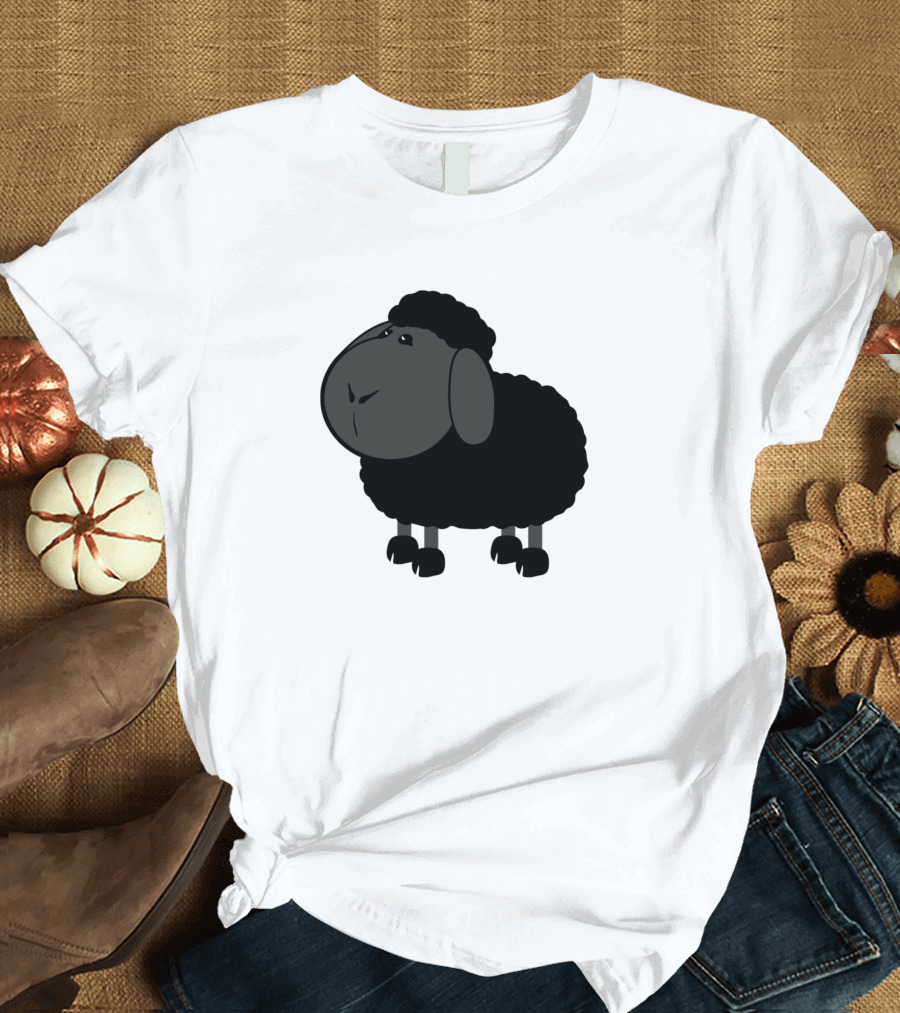 Black Sheep Cartoon T-Shirt