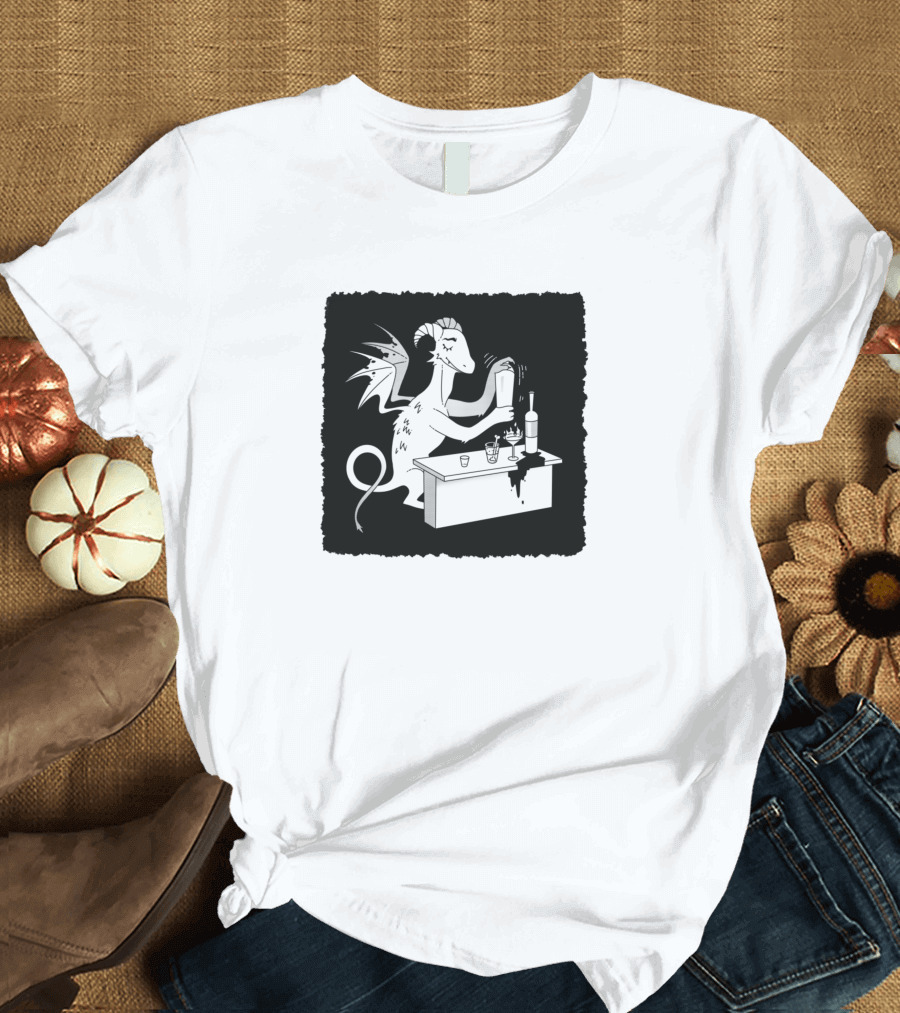 Dragon Shaking Cocktails at Bar Counter T-Shirt