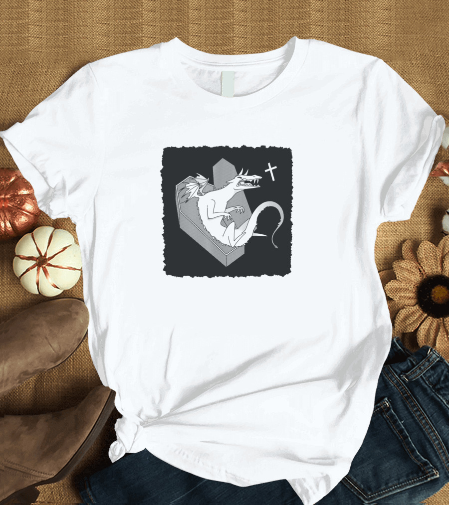 Dragon Vampire Coffin with Cross T-Shirt