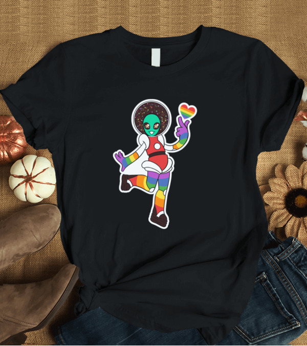 T-Shirt: Gay Alien Rainbow Pride Celebrating Love and Diversity T-Shirt Gay Alien Rainbow Pride Celebrating Love and Diversity T-Shirt