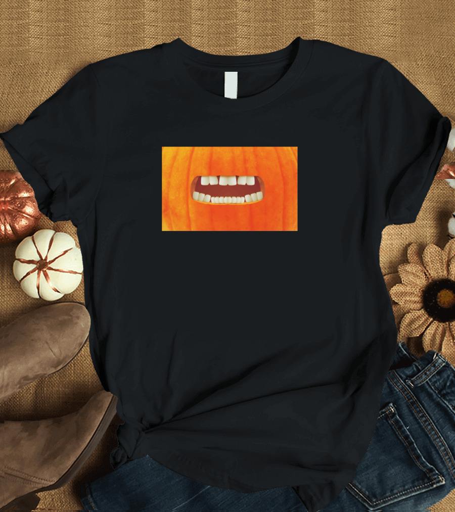 Funny Pumpkin Face Teeth Mouth Halloween T-Shirt