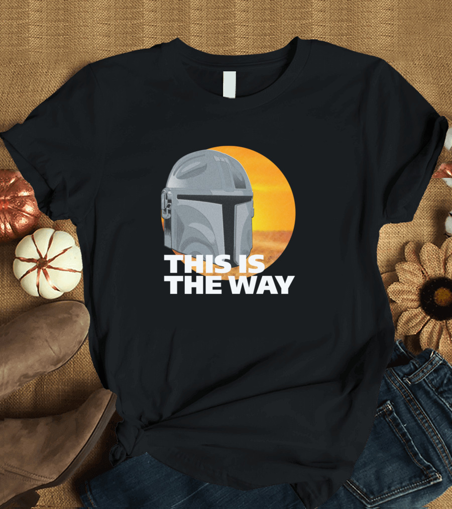 The Mandalorian Helmet This Is the Way Sunset Circle T-Shirt