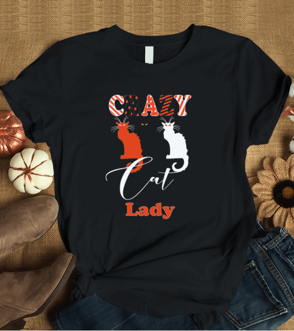 T-Shirt: CRAZY Cat Lady Halloween Kitty Lover T-Shirt CRAZY Cat Lady Halloween Kitty Lover T-Shirt