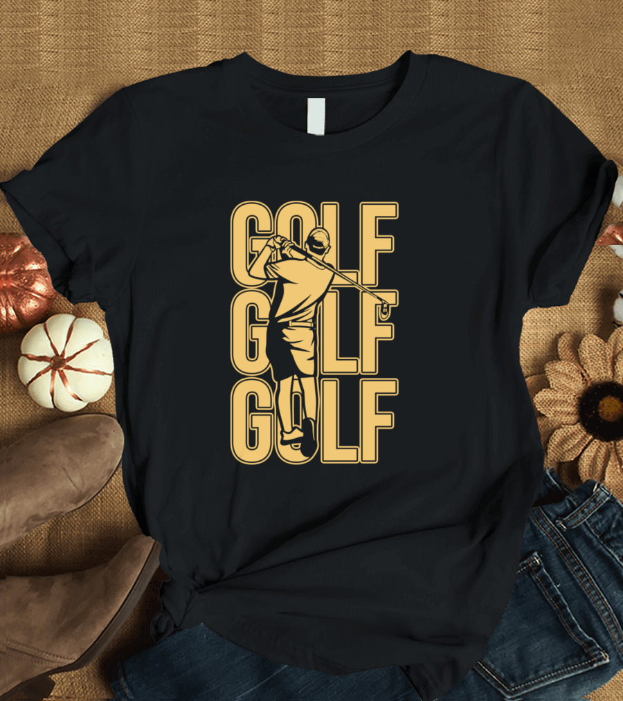 Golf Golf Golf Player Swing Yellow T-Shirt