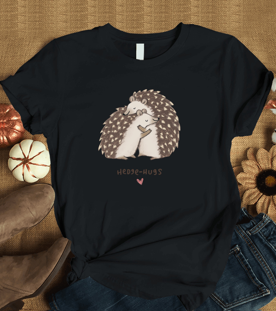 Hedgehog Hedge Hugs Heart Doodle Forest T-Shirt