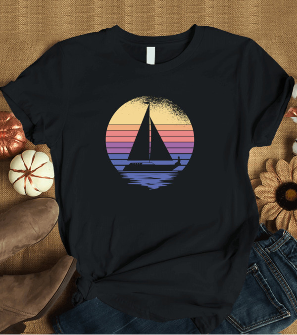 T-Shirt: Sailing Ship Sunset Boat Boating Ocean Voyage Adventure T-Shirt Sailing Ship Sunset Boat Boating Ocean Voyage Adventure T-Shirt